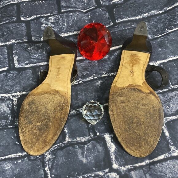 Donald Pliner black leather heel sandals - Picture 8 of 9